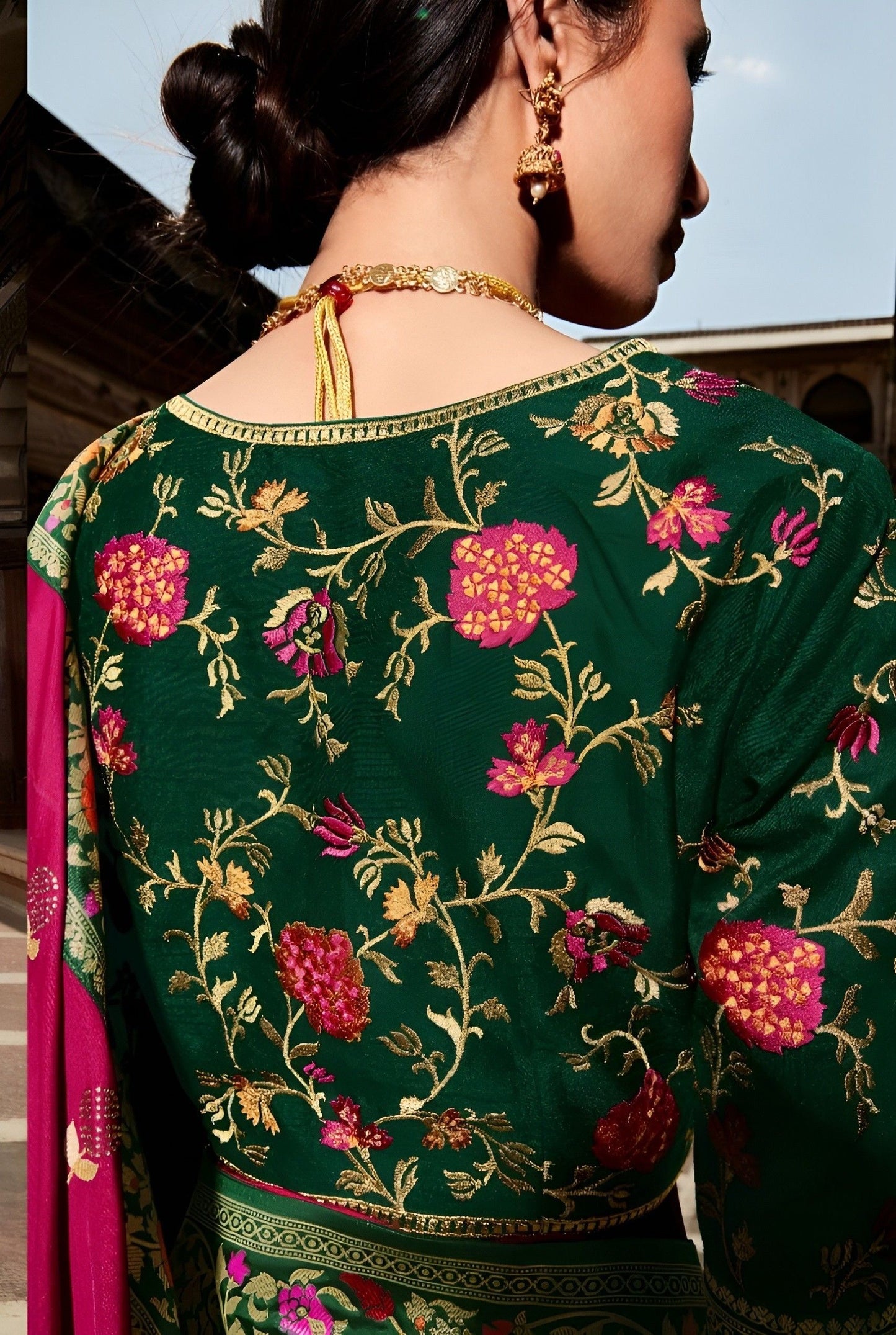 EKKTARA Saree For Women Hot Pink Colour Designer Paithani Saree With Unstitched Designer Blouse