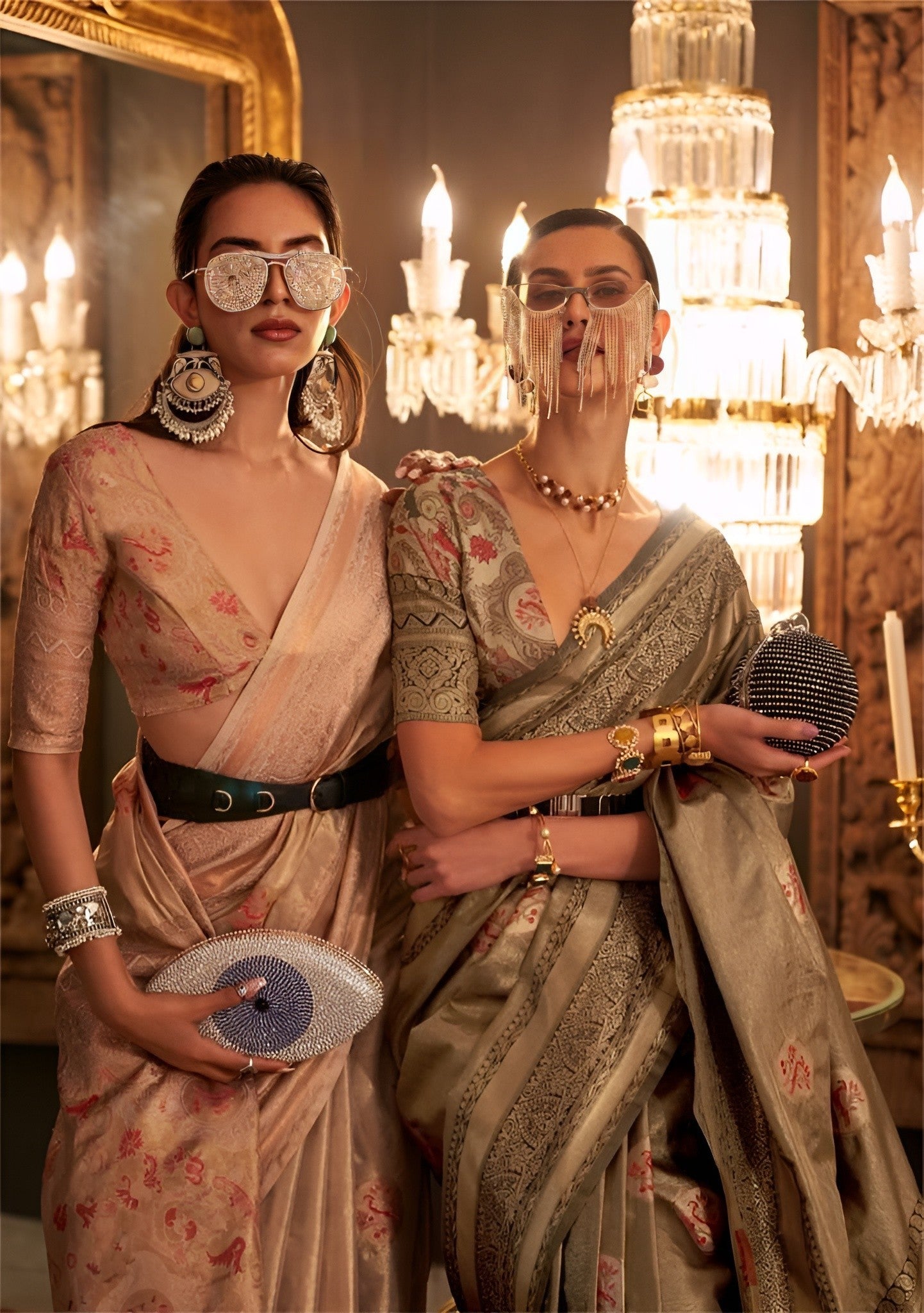 EKKTARA Saree For Women Golden Colour Silk Zari Weaving Saree With Unstitched Blouse