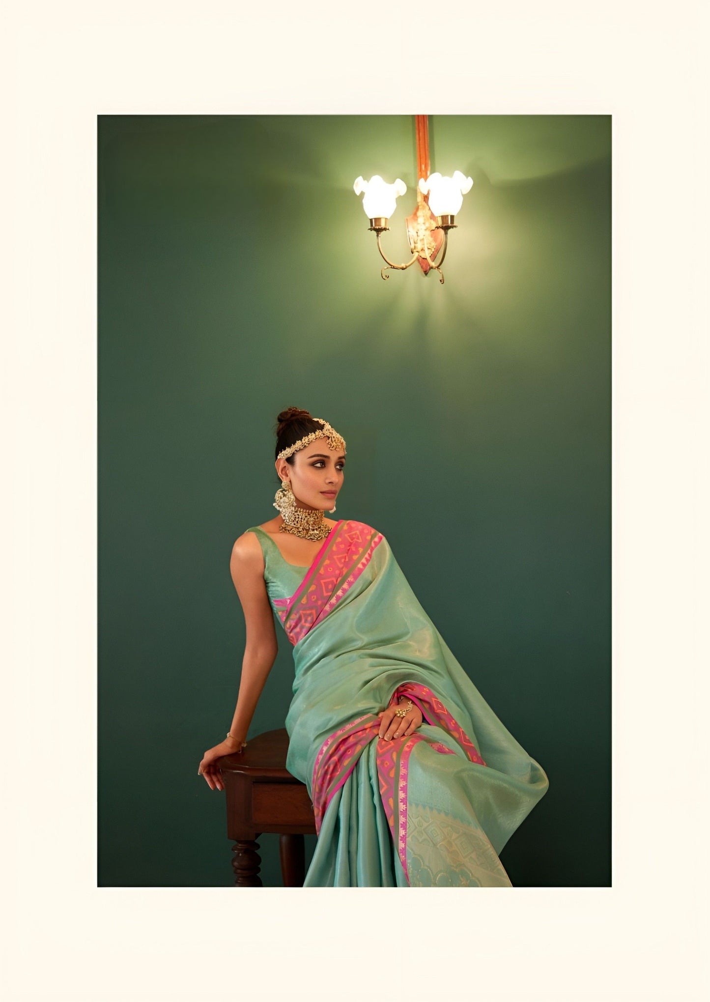 EKKTARA Saree For Women Turquoise Colour Kanchivaram Silk Saree With Unstitched Blouse