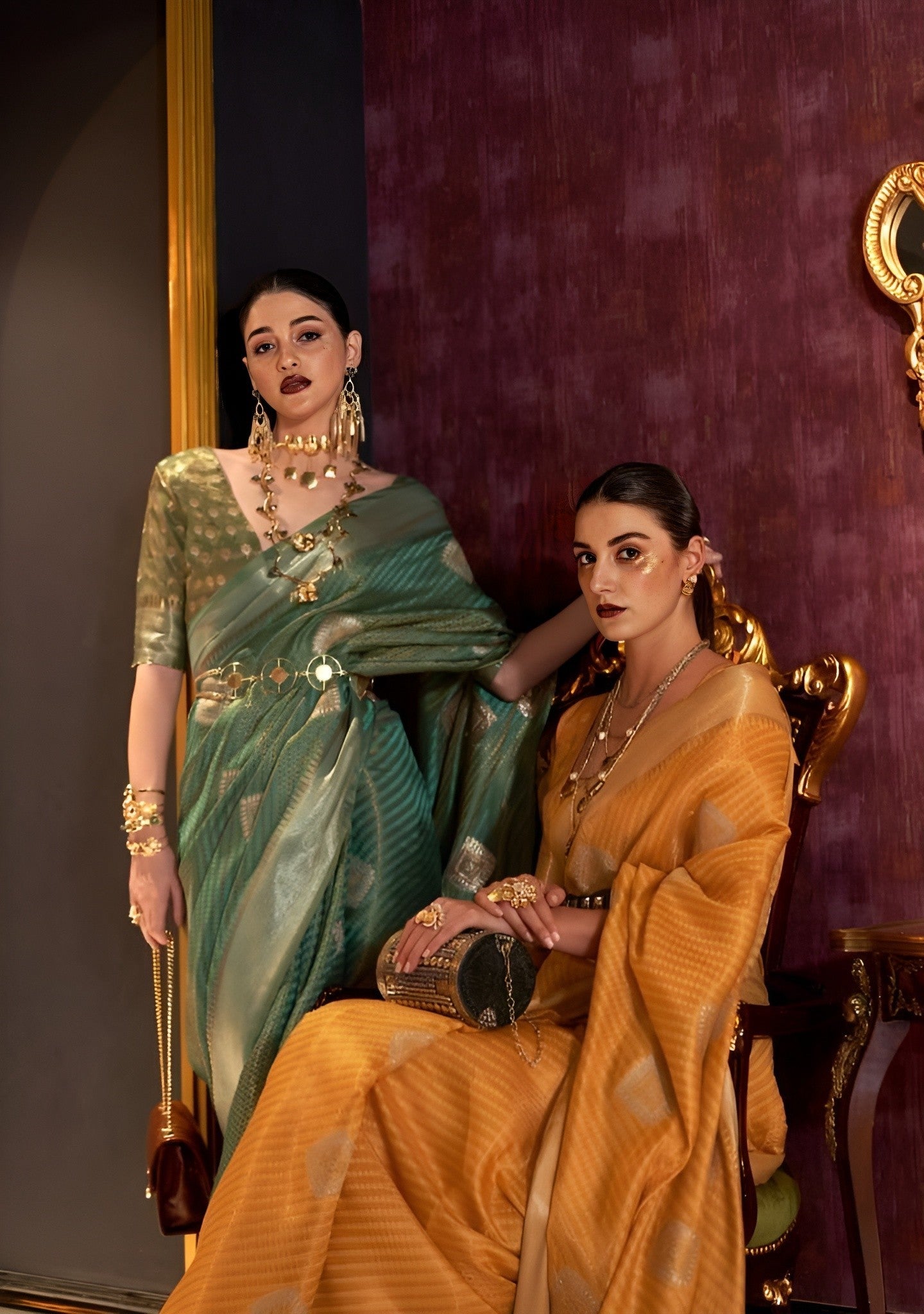 EKKTARA Saree For Women Yellow Colour Zari Banarasi Handloom Weaving Silk Saree With Unstitched Blouse