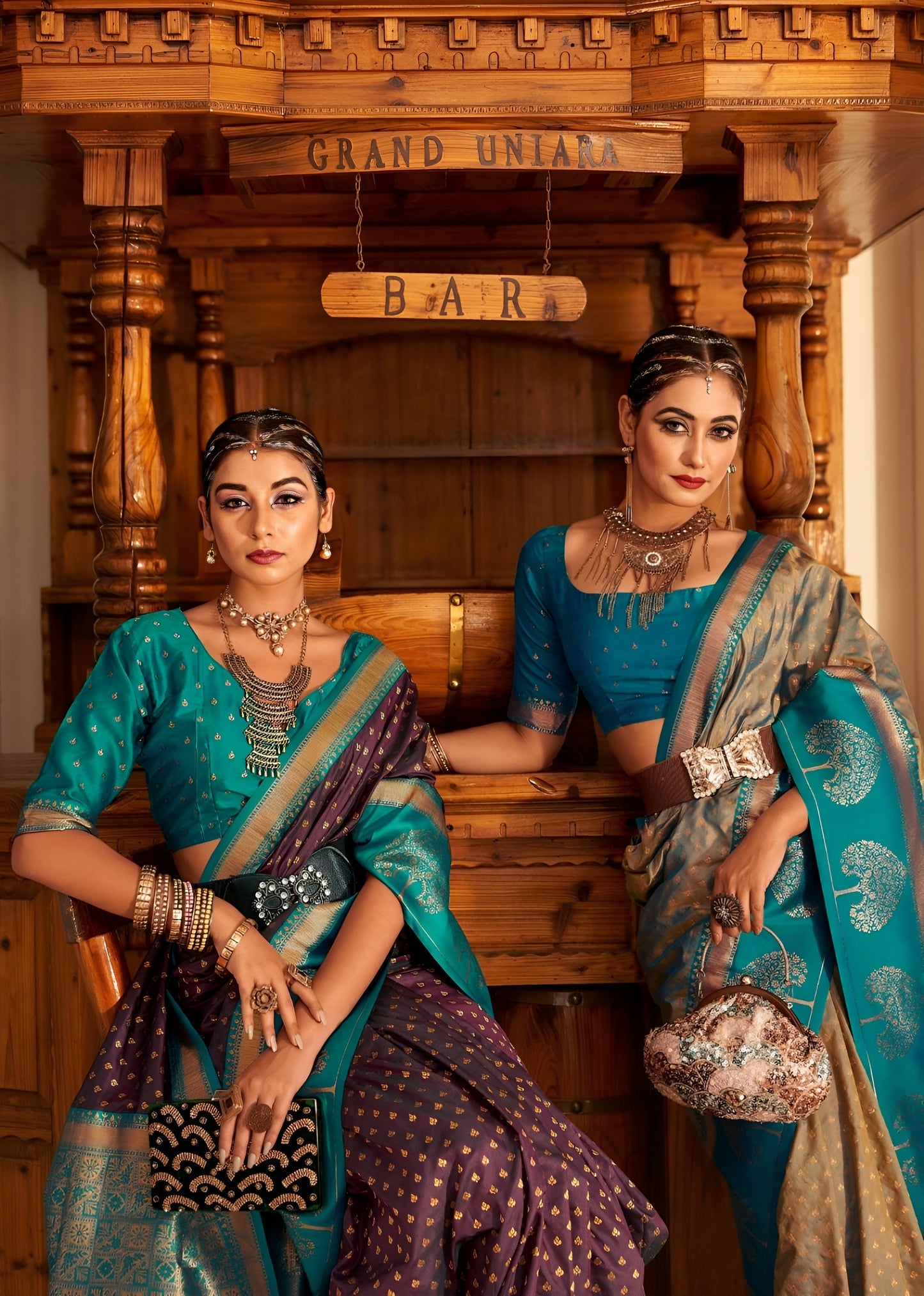 EKKTARA Saree For Women Golden Colour Banarasi Silk Saree With Unstitched Blouse