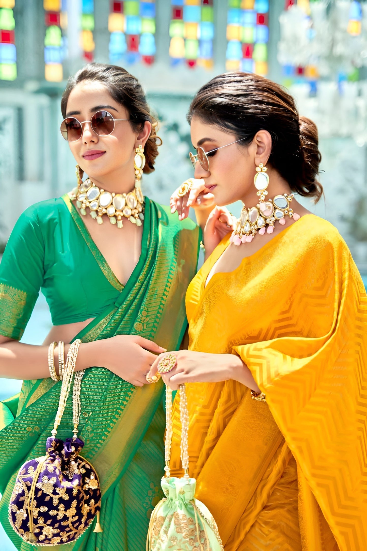 EKKTARA Saree For Women Yellow Colour Kanjivaram Silk Saree With Unstitched Blouse