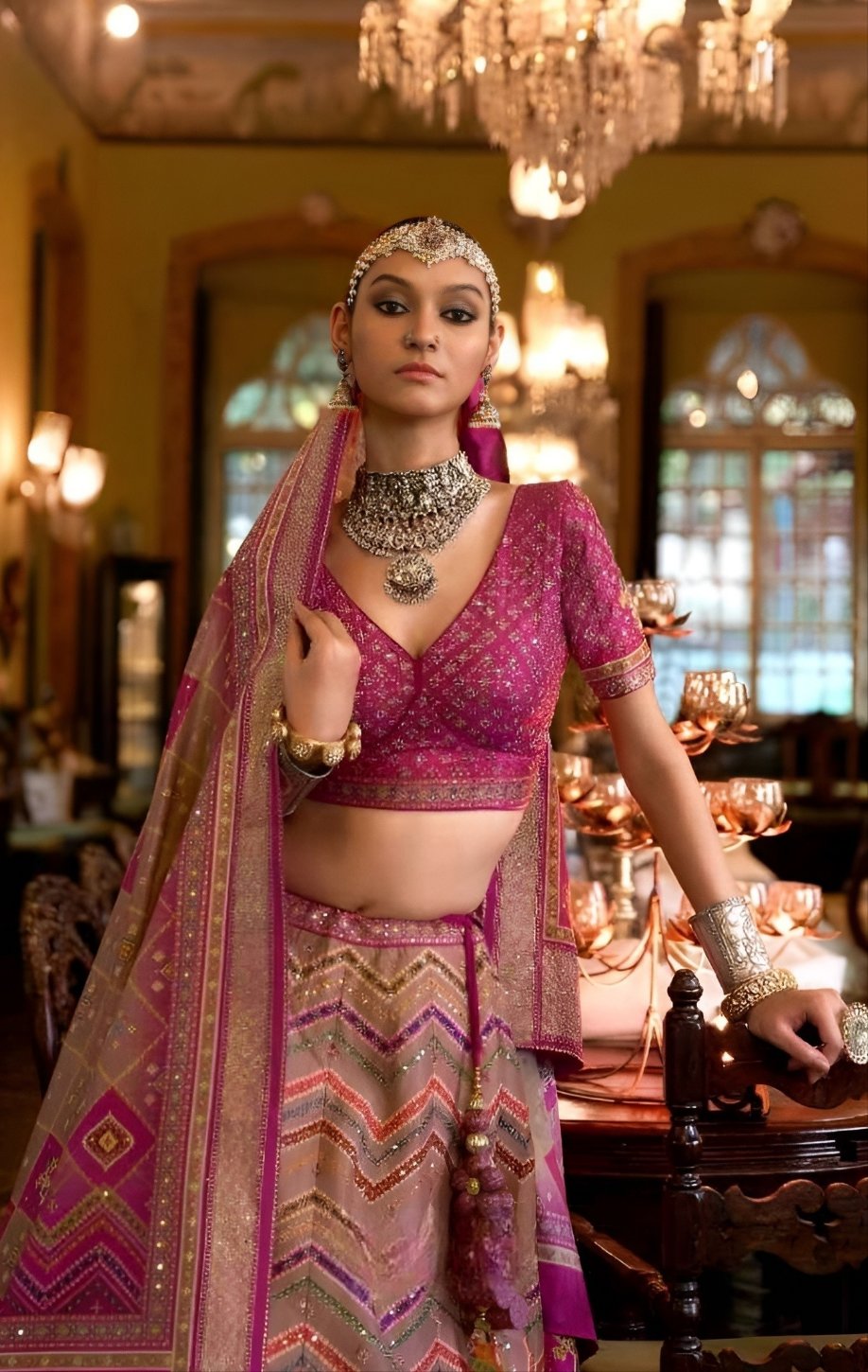 EKKTARA Stitched Designer Fuscia Pink Shade Lehenga Choli Set