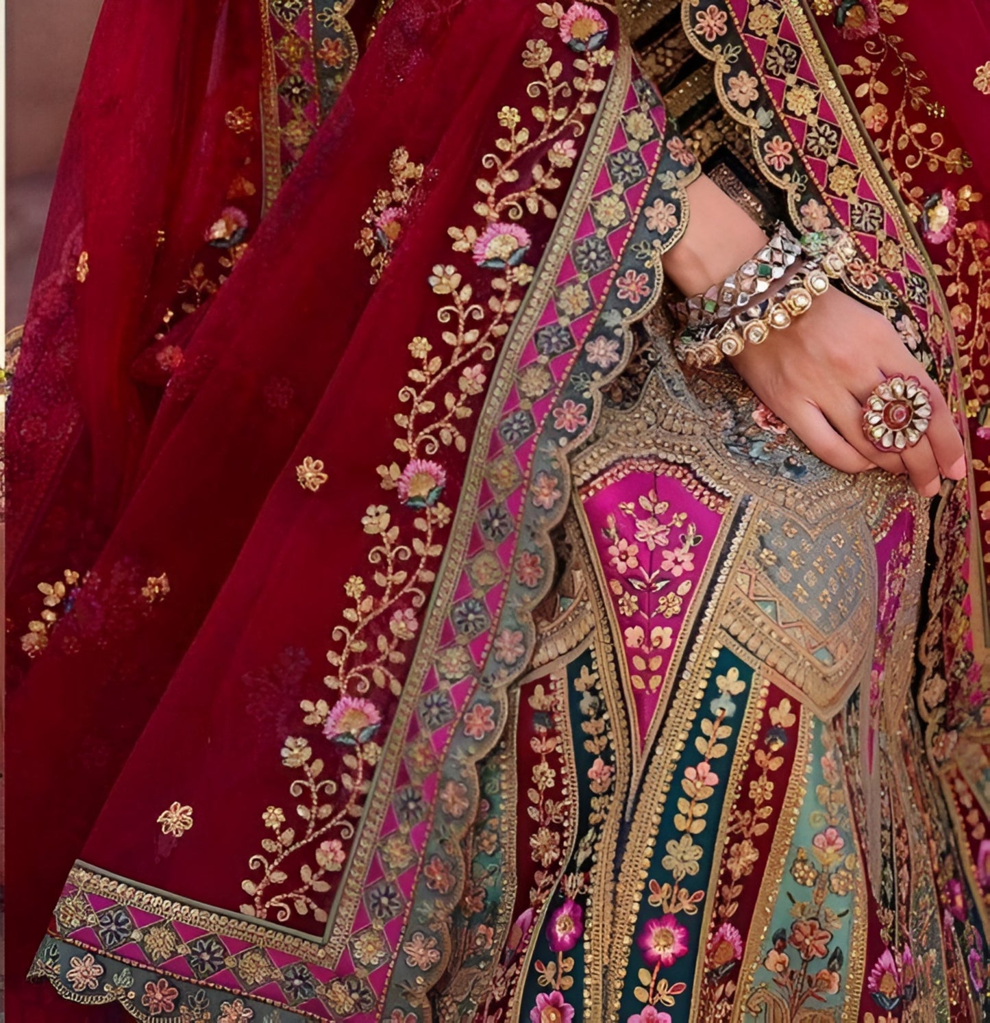 EKKTARA Semi Stitched Designer Green Multicolour Colour Lehenga Choli Set