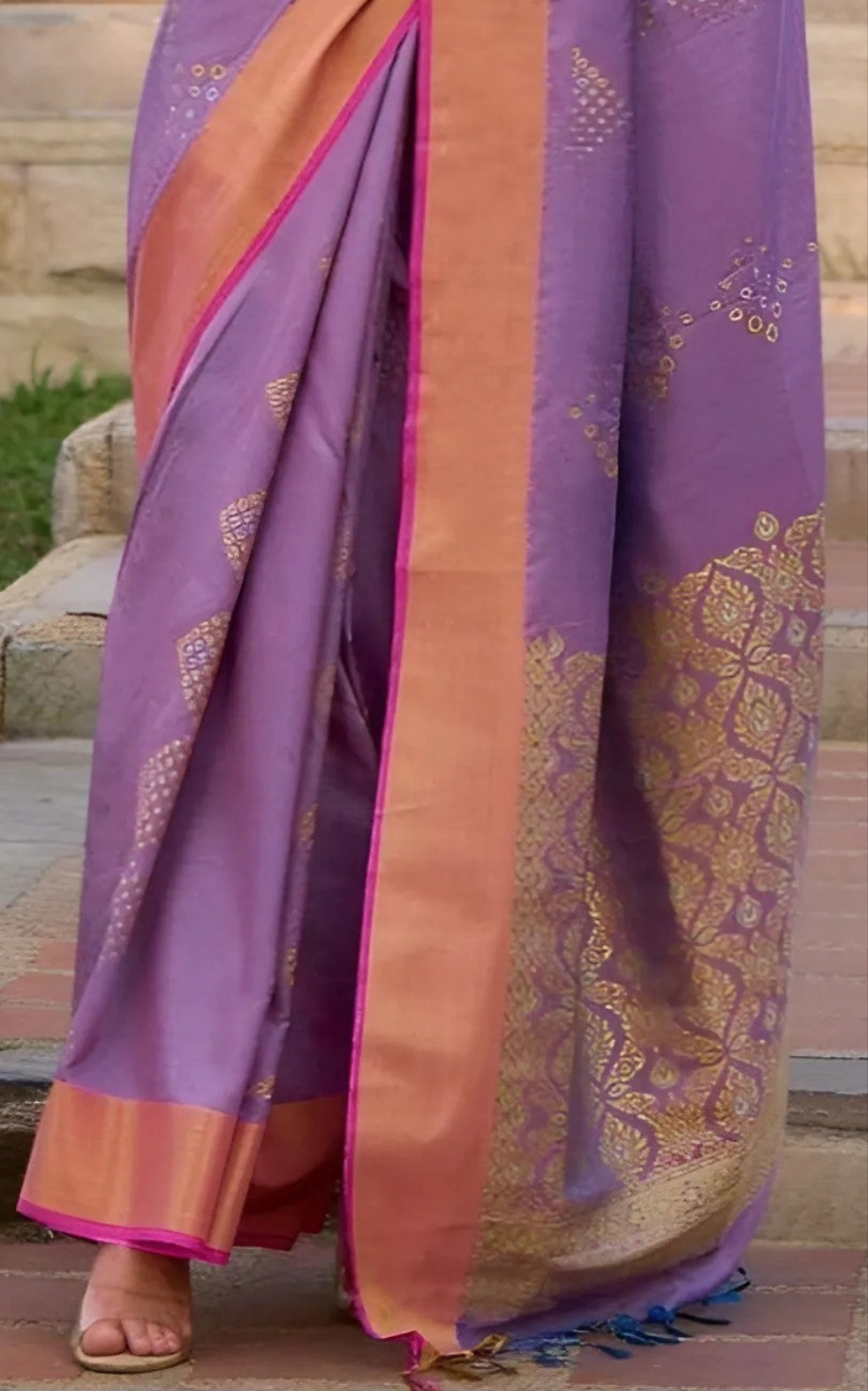 EKKTARA Saree For Women Purple Colour Soft Silk Handloom Weaving Saree With Unstitched Blouse