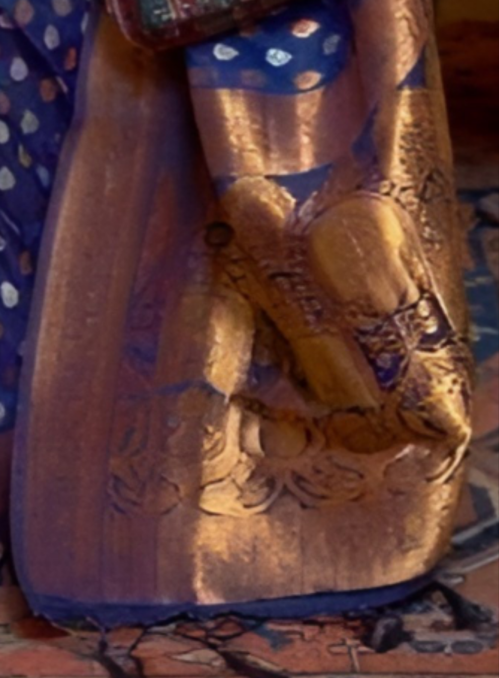 EKKTARA Saree For Women Navy Blue Colour Khadi Copper Zari Weaving Silk Saree With Unstitched Blouse