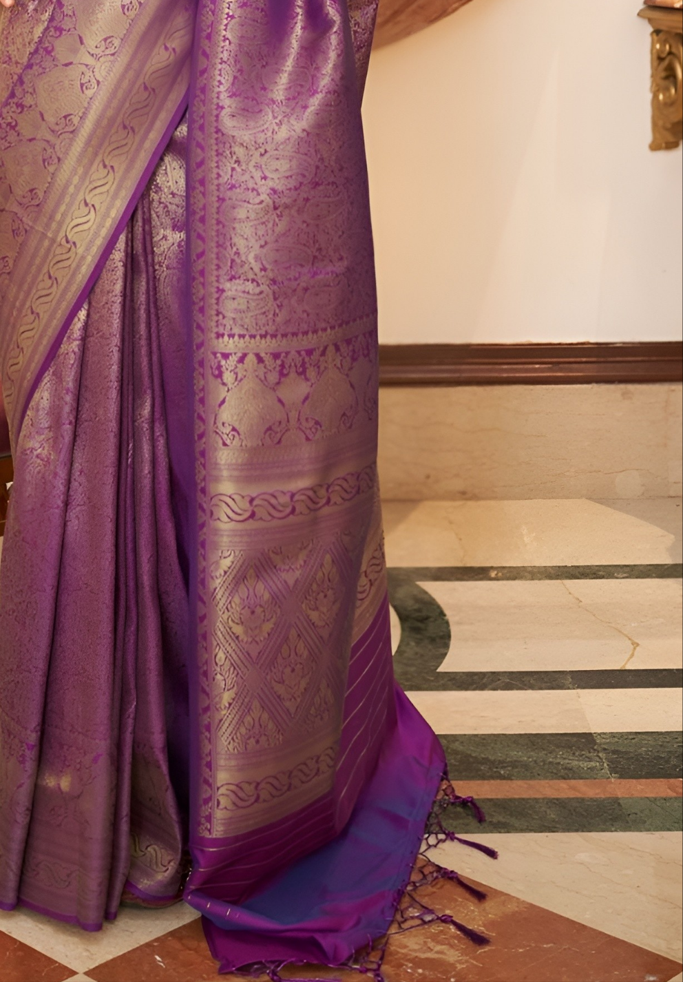 EKKTARA Saree For Women Purple Colour Designer Handloom Weaving Silk Saree With Unstitched Blouse