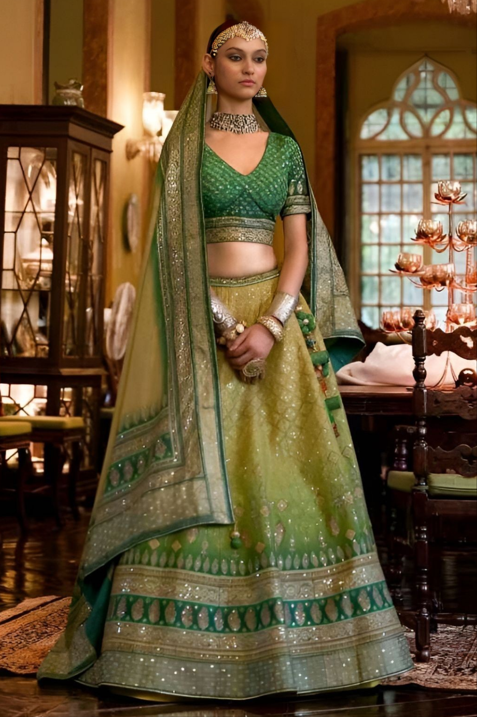 EKKTARA Stitched Designer Turquoise And Blue Shade Lehenga Choli Set