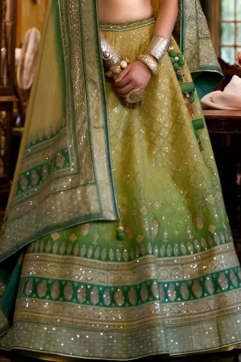 EKKTARA Stitched Designer Turquoise And Blue Shade Lehenga Choli Set