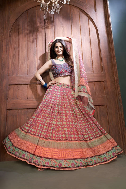 EKKTARA Stitched Multi Colour Lehenga Choli Set