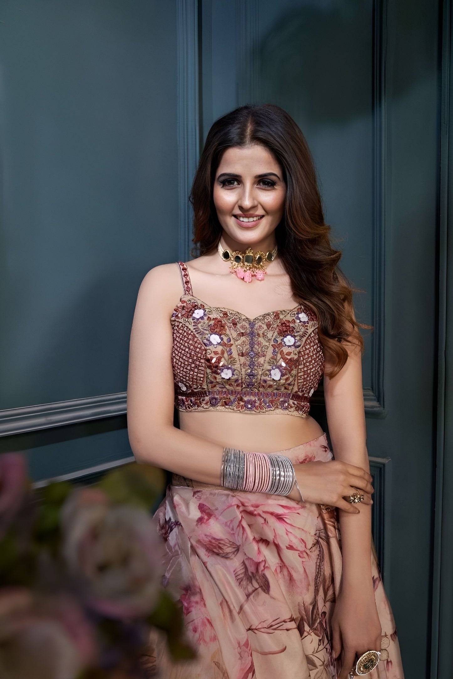 EKKTARA Stitched Peach Colour Lehenga Choli Set