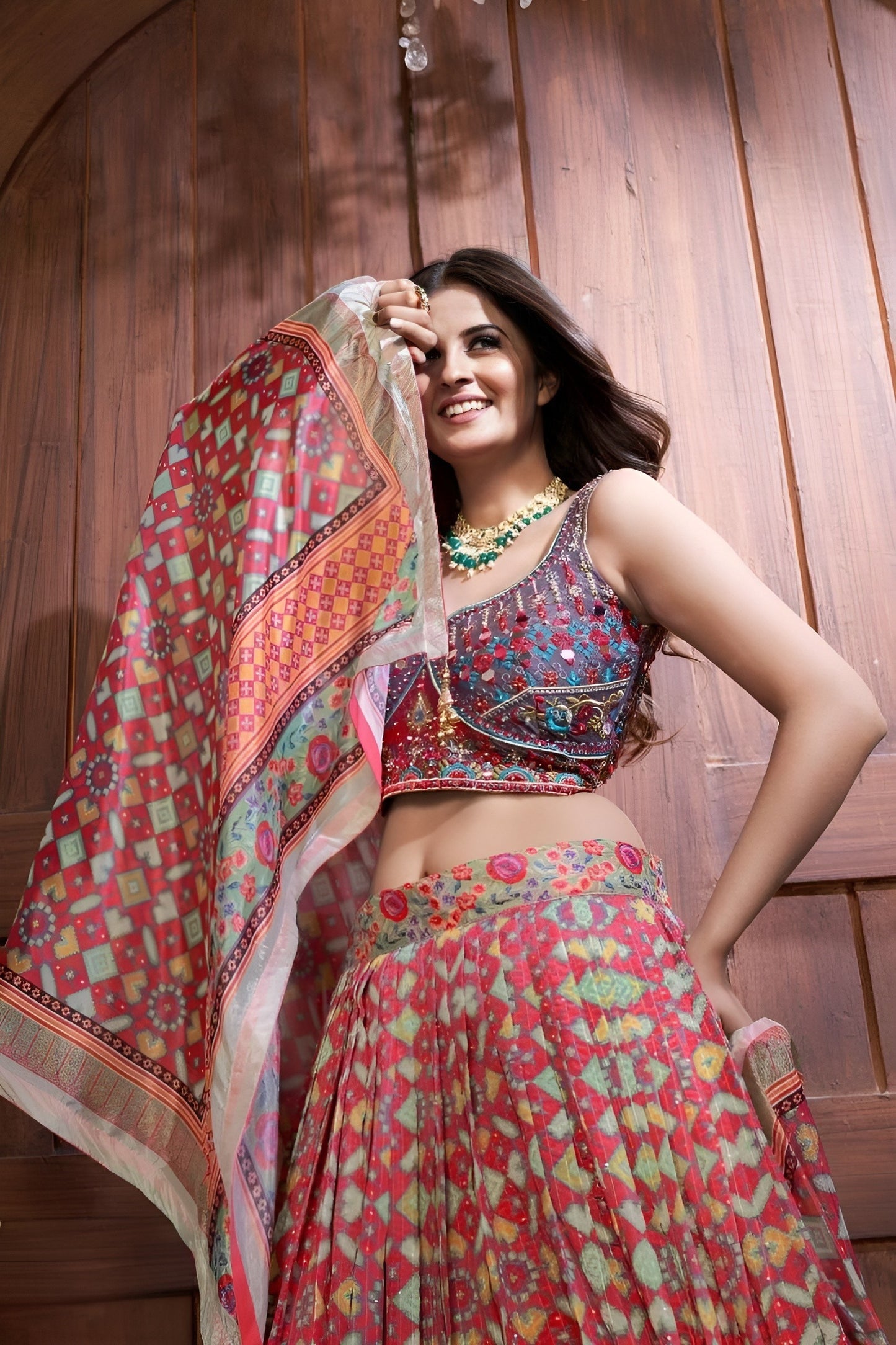 EKKTARA Stitched Multi Colour Lehenga Choli Set