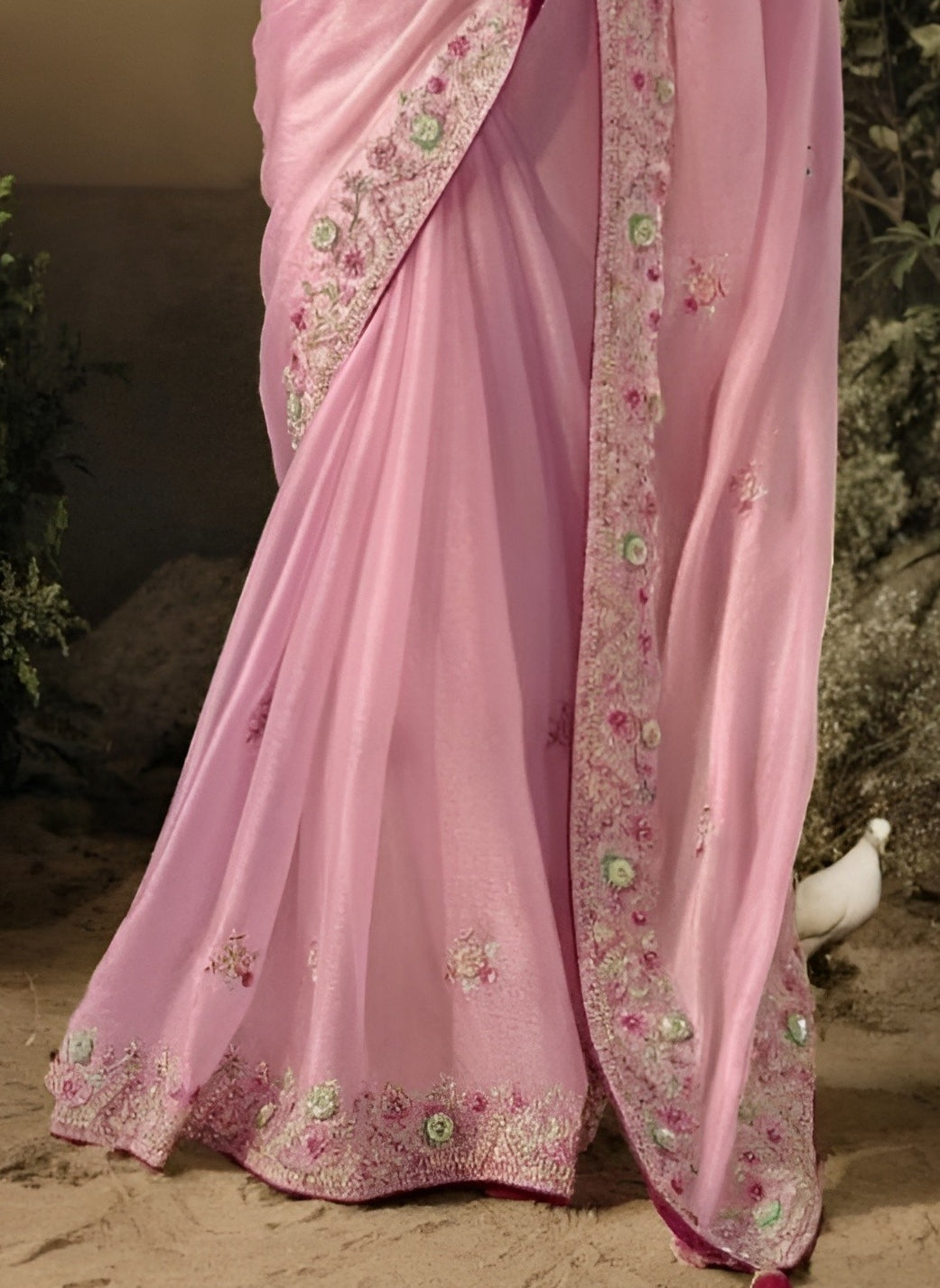 EKKTARA Saree For Women Pastel Pink Colour Dola Silk Saree With Designer Unstitched Blouse