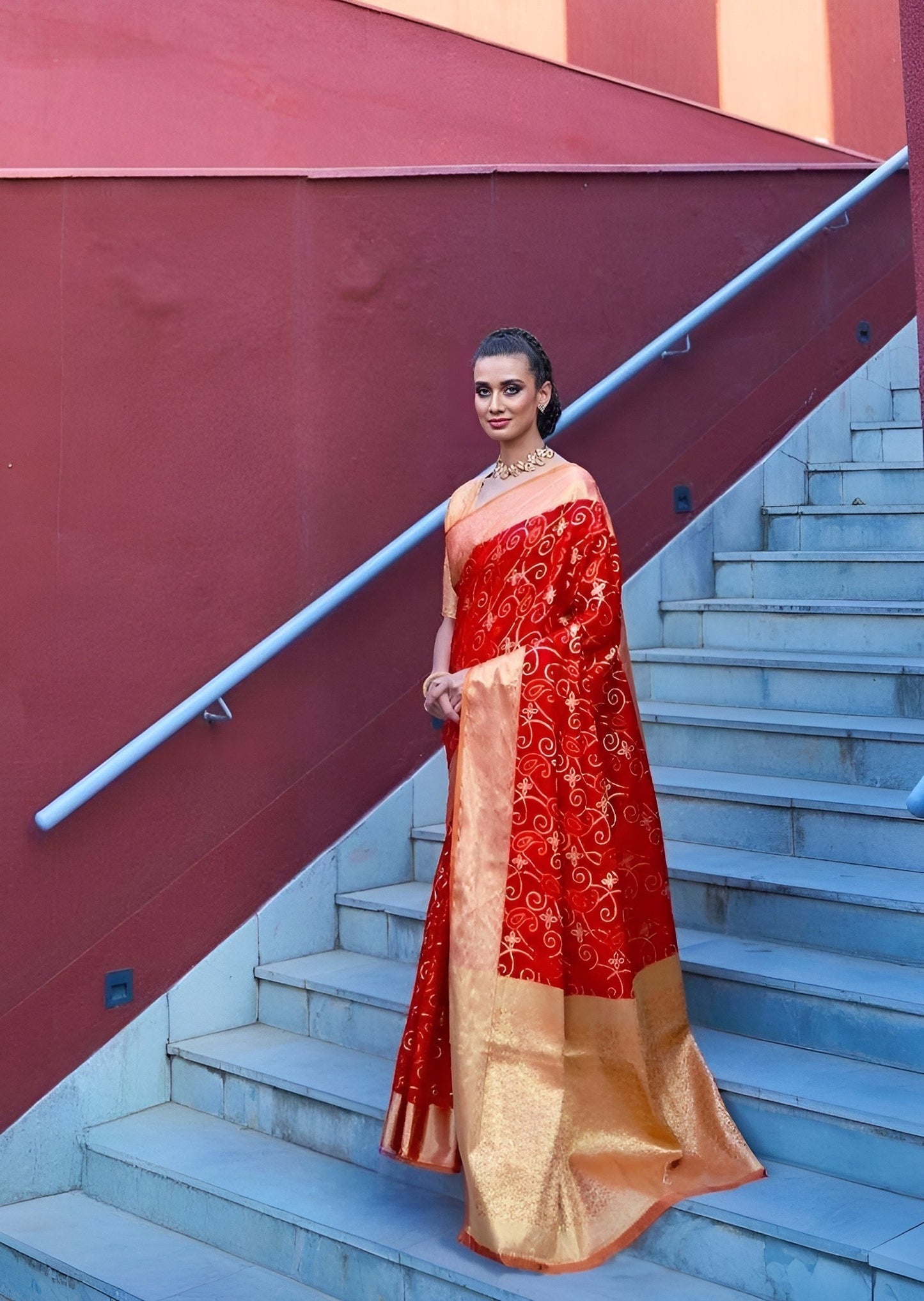 EKKTARA Saree For Women Imperial Red Patola Silk Saree