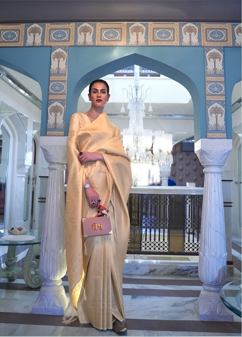 EKKTARA Saree For Women Golden Haze Handloom Weaving Silk Saree