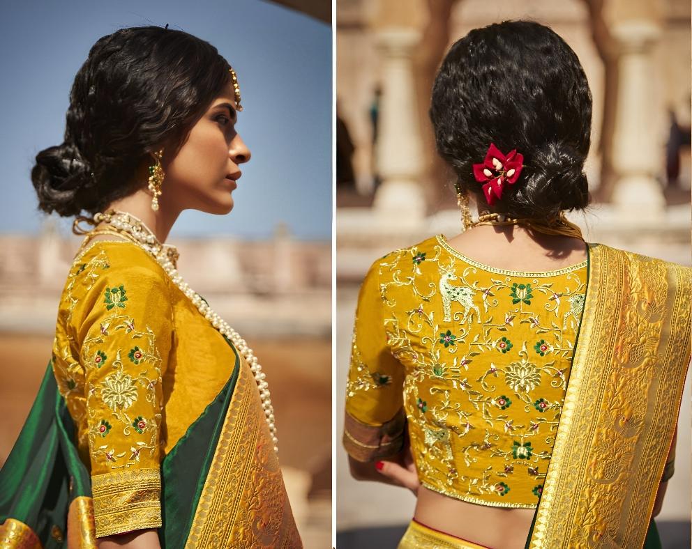 EKKTARA Saree For Women Festive Green Designer Paithani Saree