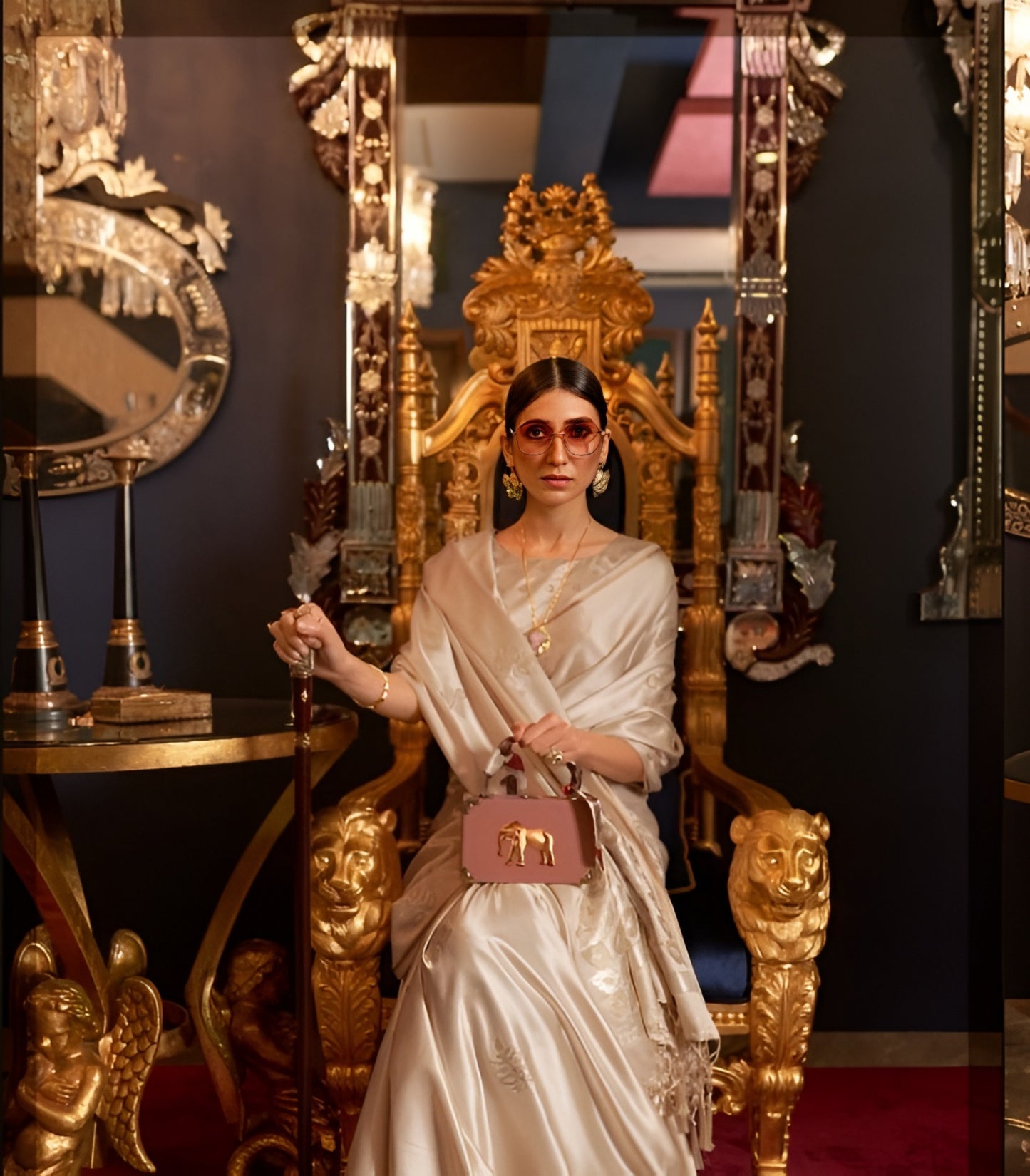 EKKTARA Saree For Women Light Golden Colour Satin Silk Weaving Saree With Unstitched Blouse