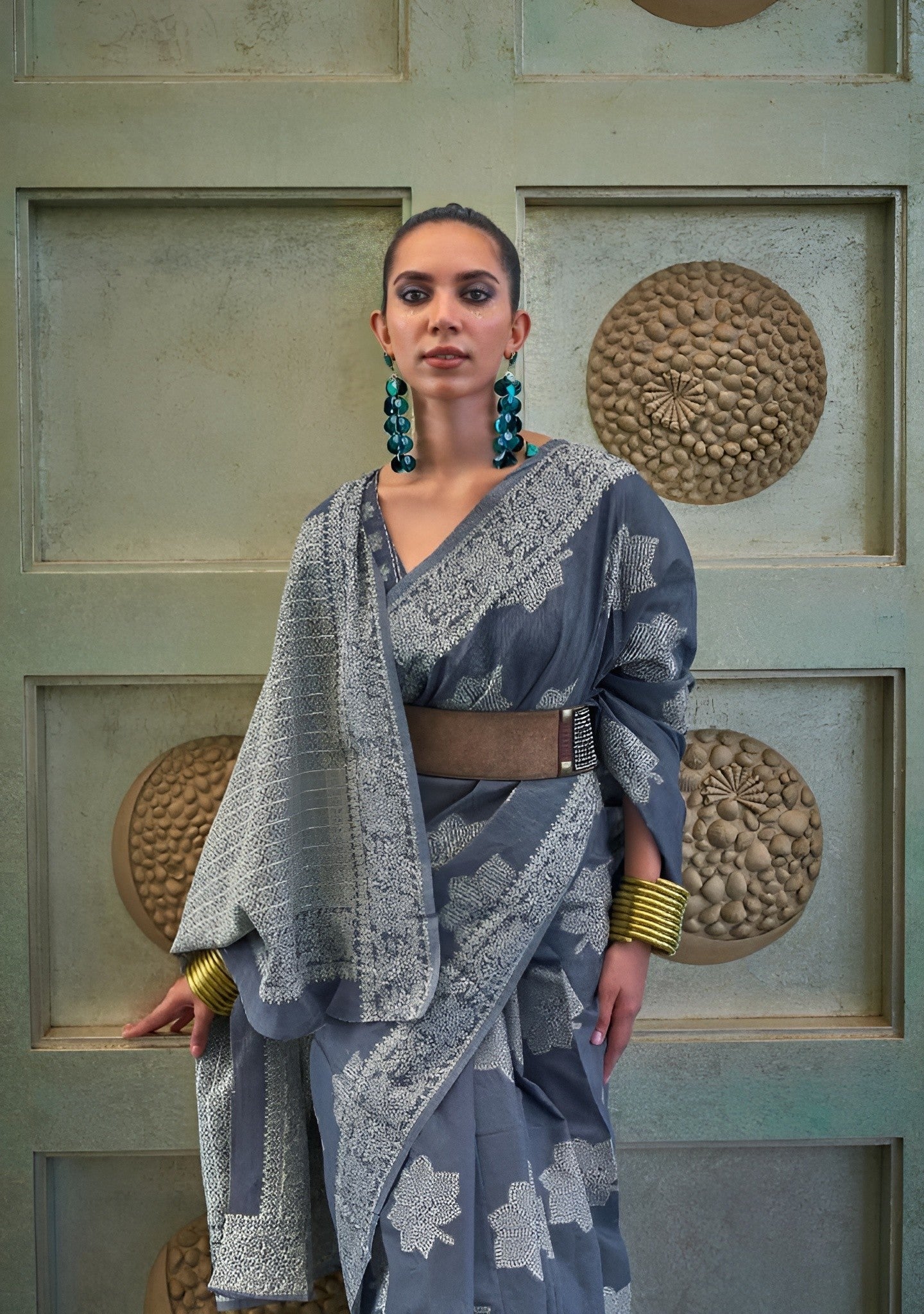 EKKTARA Saree For Women Yale Blue Chikankari Lucknowi Handwowen Saree