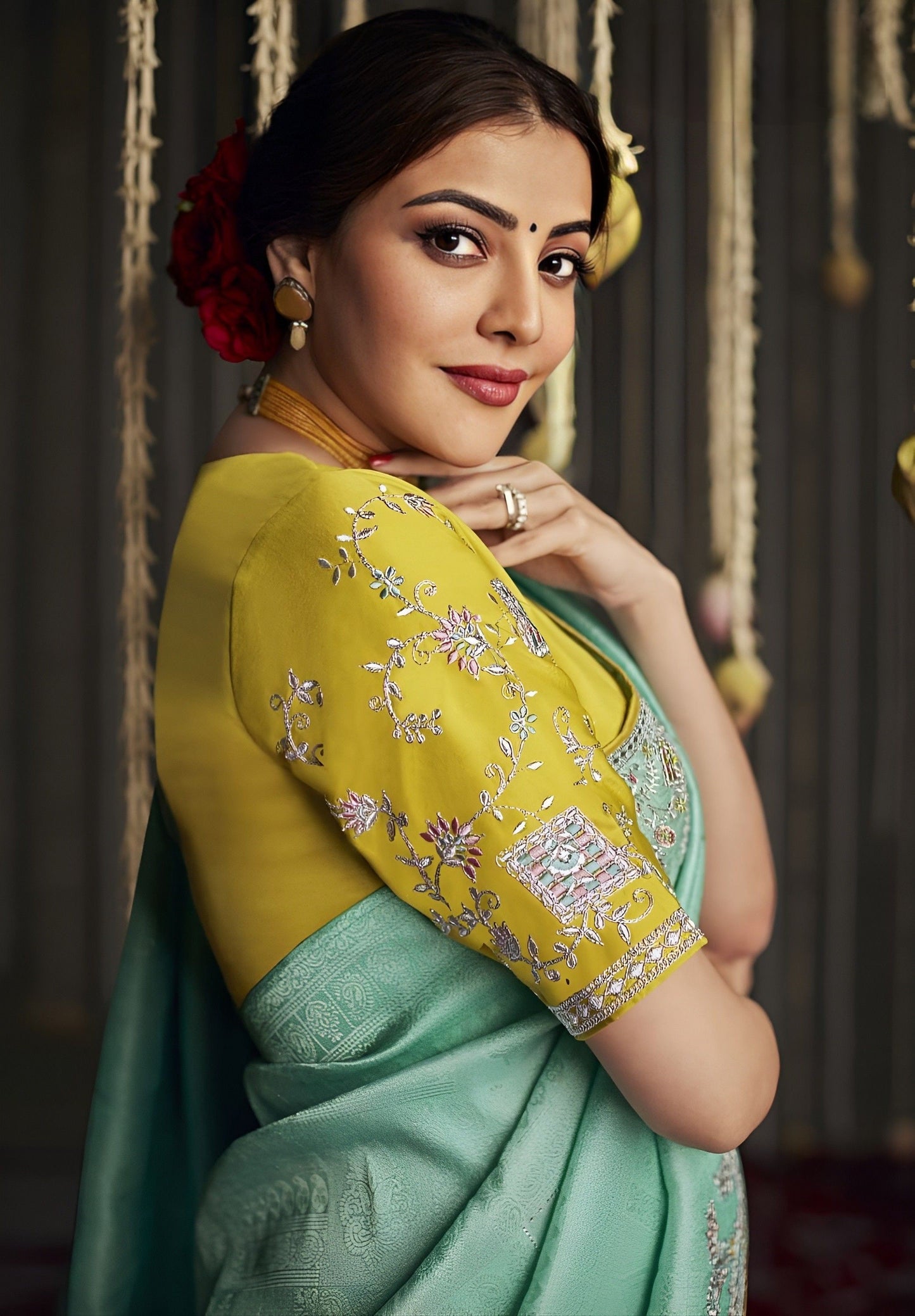 EKKTARA Saree For Women Mist Green Silk Designer Celebrity Saree