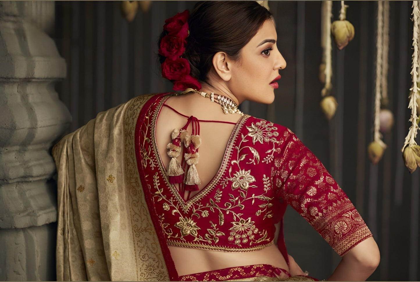 EKKTARA Saree For Women Golden Designer Silk Celebrity Saree