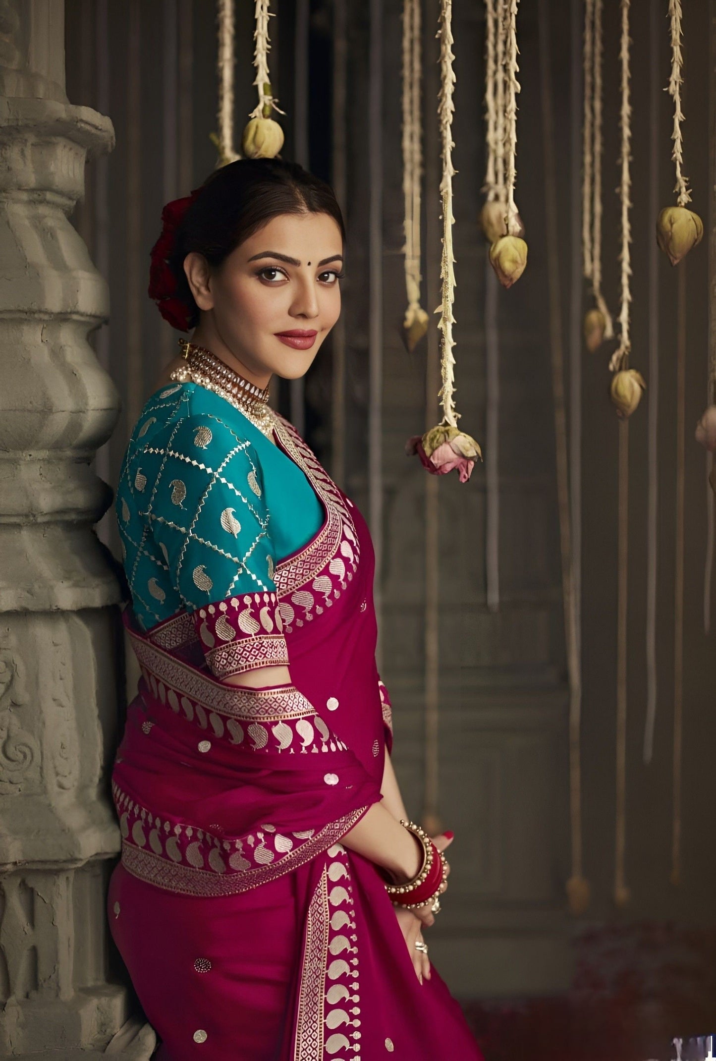 EKKTARA Saree For Women Burgundy Shade Designer Silk Celebrity Saree