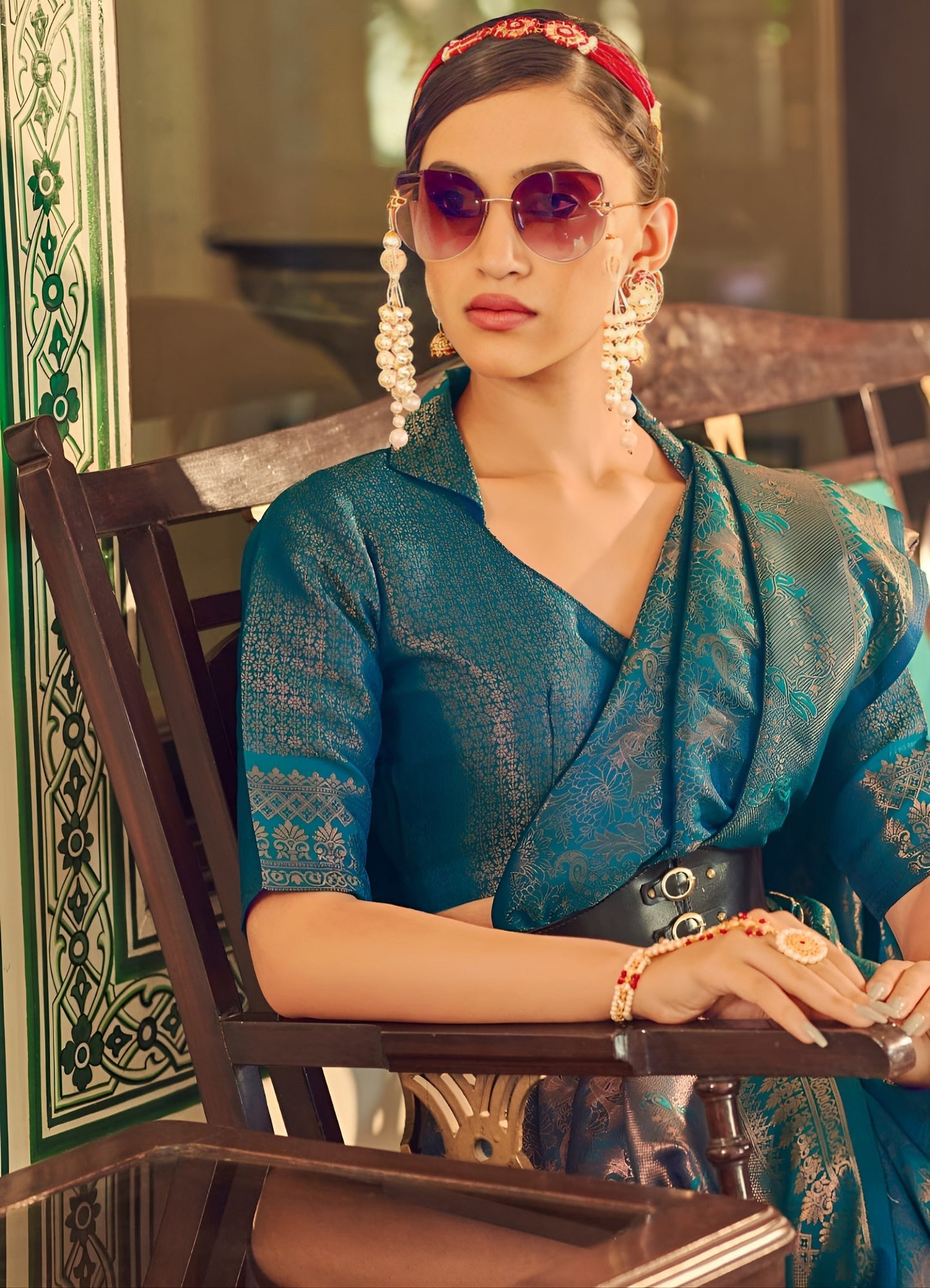 EKKTARA Saree For Women Royal Blue Handloom Weaving Silk Saree