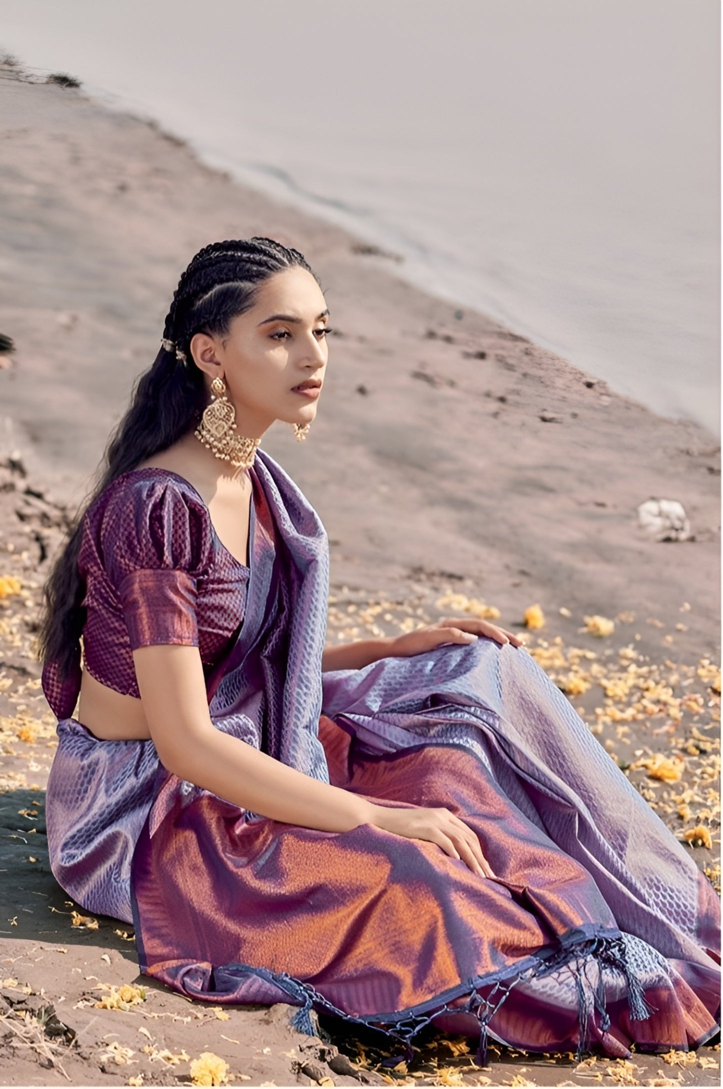 EKKTARA Saree For Women Iris Pattu Soft Silk Saree