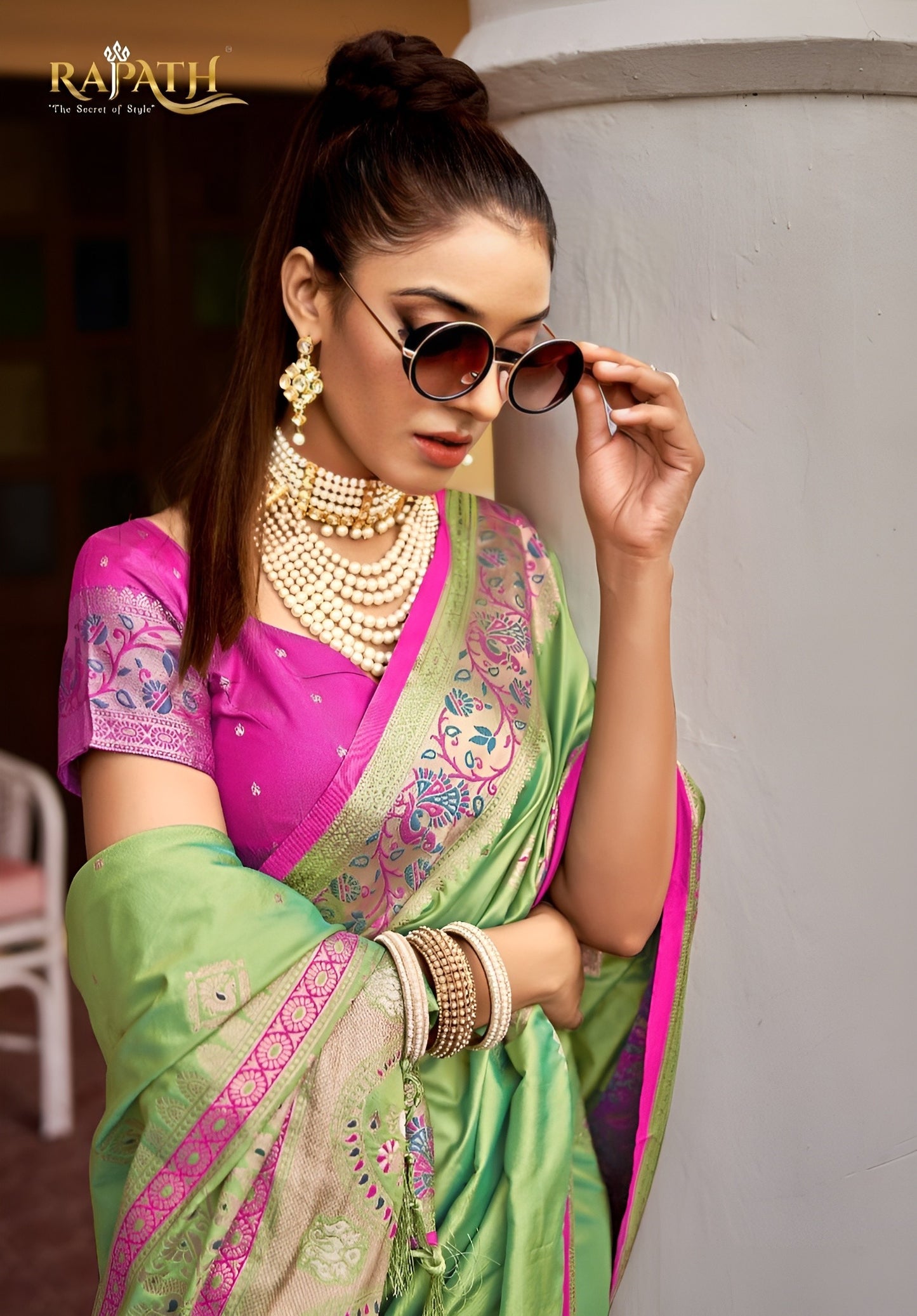 EKKTARA Saree For Women Pista Colour Silk Weaving Saree With Designer Pallu