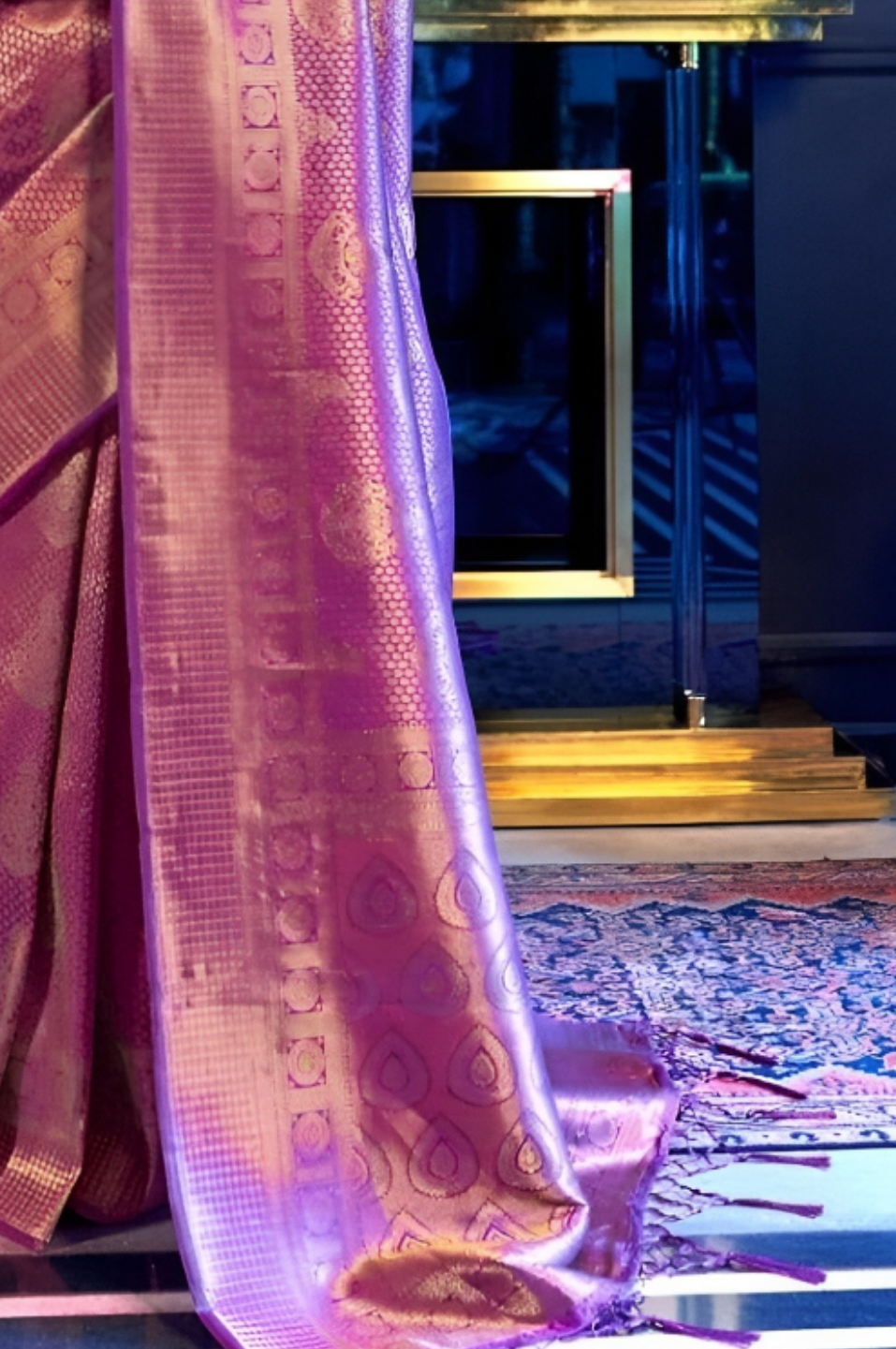 EKKTARA Saree For Women Purple Silk Handloom Weaving Saree