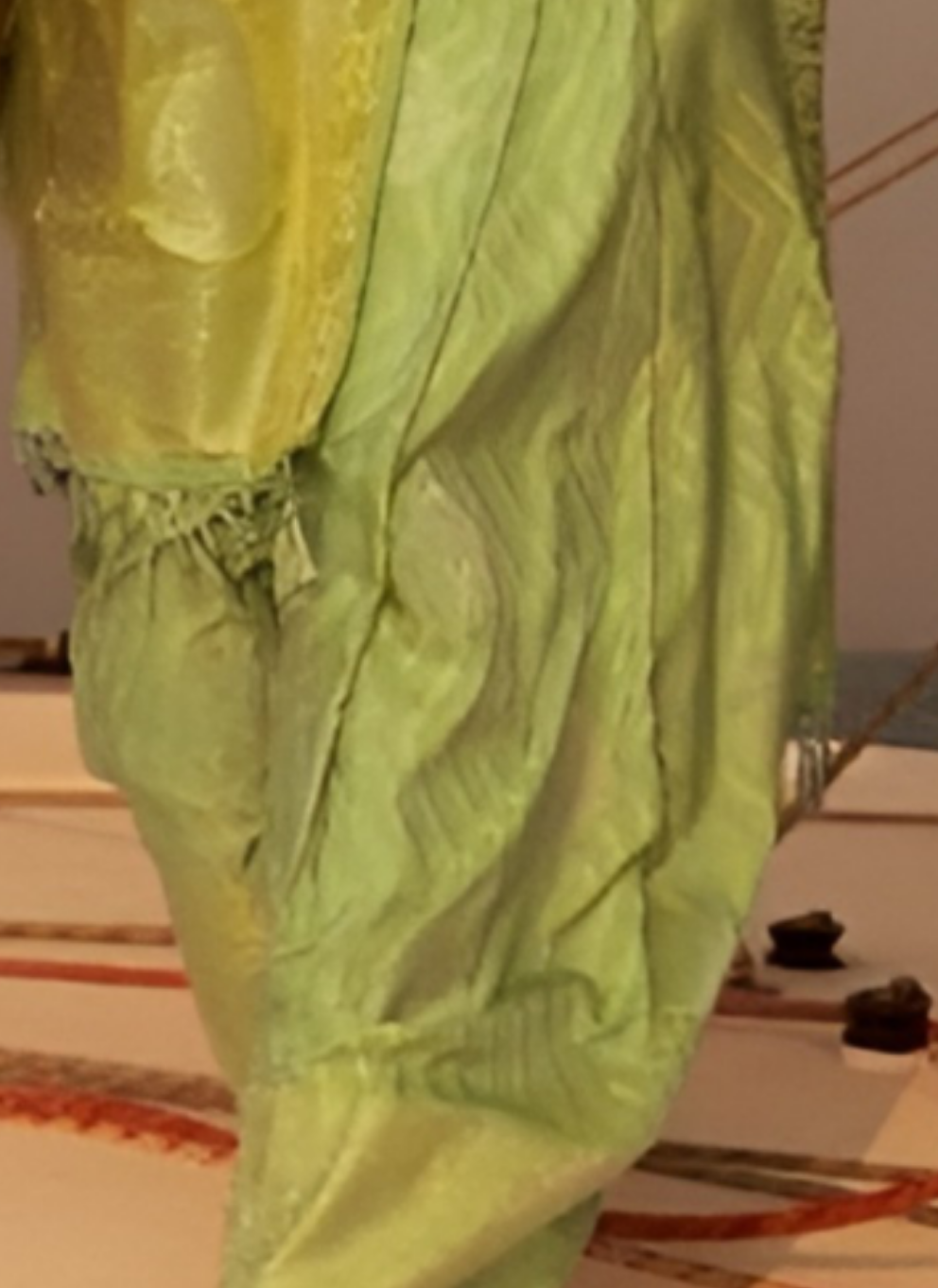 EKKTARA Saree For Women Lime Green Two Tone Handloom Weaving Satin Silk Saree