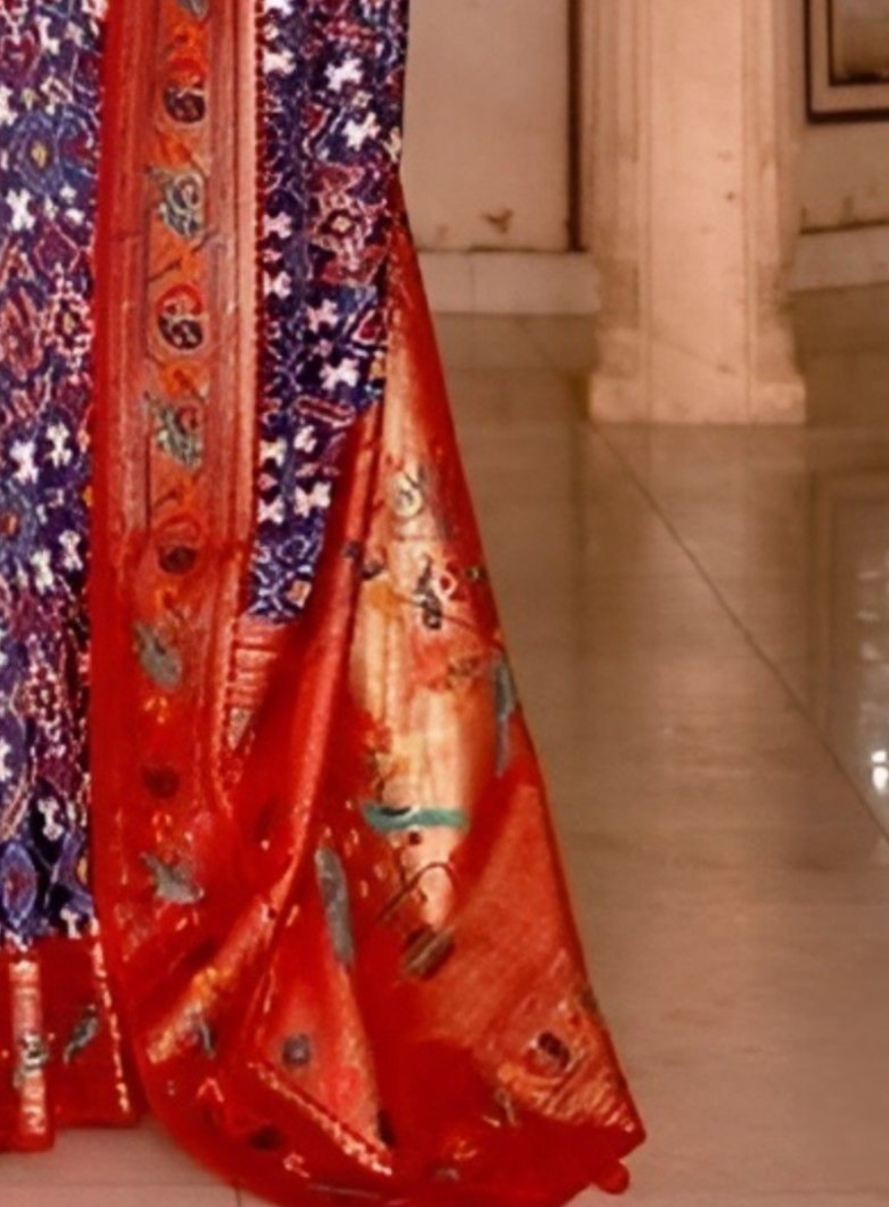 EKKTARA Saree For Women Purple Colour Designer Paithani Patola Saree With Unstitched Blouse