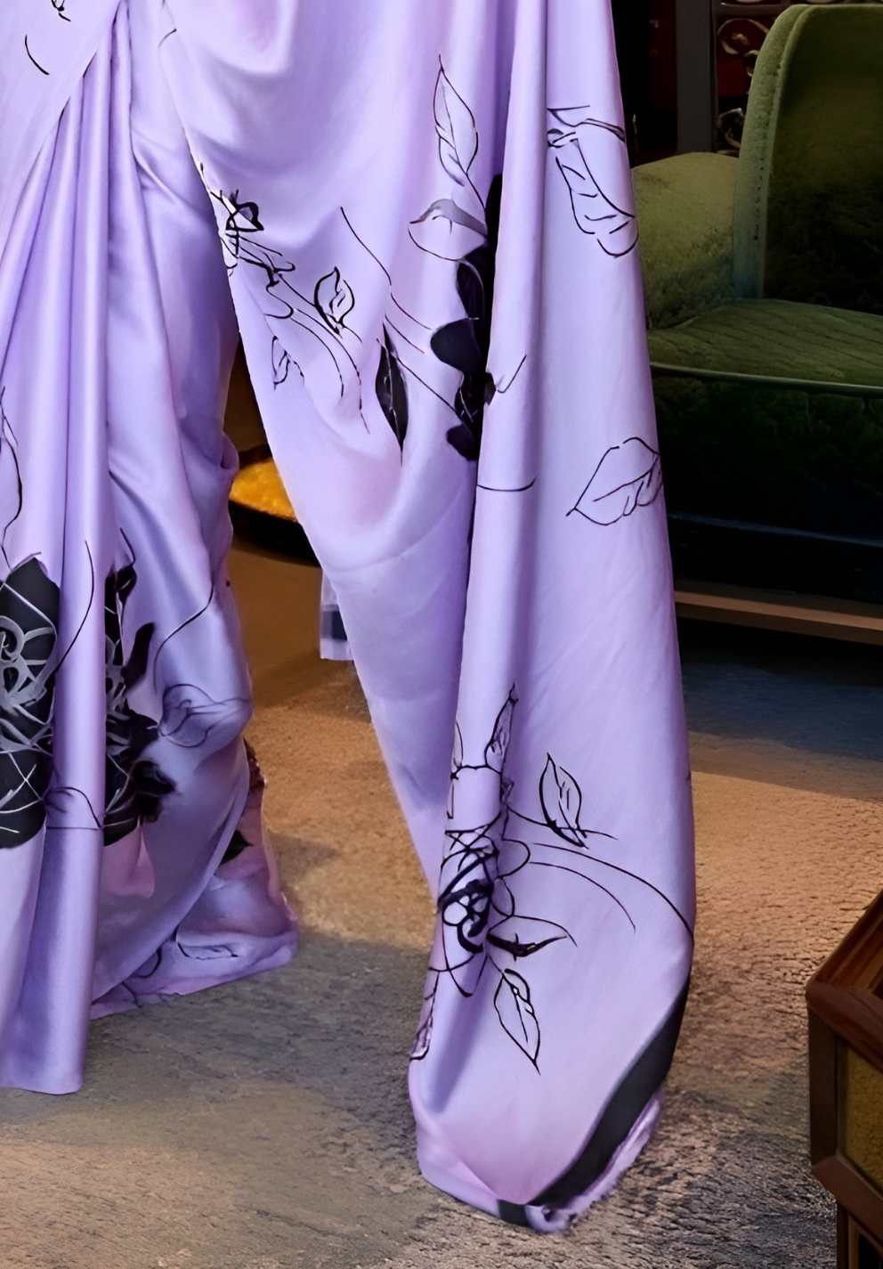 EKKTARA Saree For Women Orchid Violet Satin Silk Crepe Saree