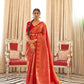 EKKTARA Saree For Women Red Colour Silk Saree With Unstitched Blouse