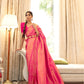 EKKTARA Saree For Women Pink Colour Silk Saree With Unstitched Blouse