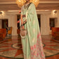 EKKTARA Saree For Women Light Green Colour Handloom Weaving Silk Saree With Kashmiri Pallu & Kashmiri Unstitched Blouse