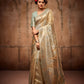 EKKTARA Saree For Women Silver Colour Organza Silk With Zari Weaving Saree And Unstitched Blouse