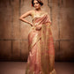 EKKTARA Saree For Women Golden Colour Organza Silk With Zari Weaving Saree And Unstitched Blouse