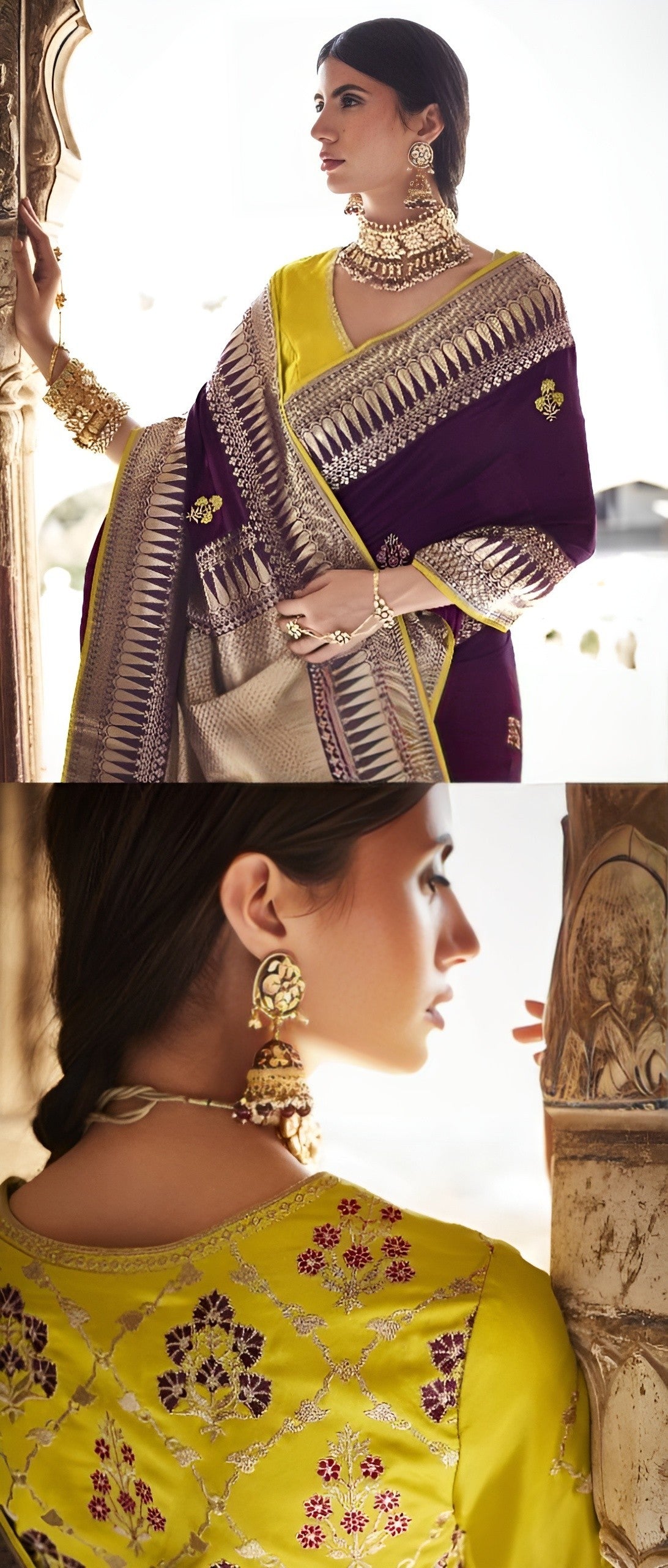 EKKTARA Saree For Women Purple Colour Designer Paithani Saree With Unstitched Designer Blouse