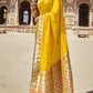 EKKTARA Saree For Women Yellow Colour Designer Paithani Saree With Unstitched Designer Blouse