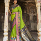 EKKTARA Saree For Women Lime Colour Designer Paithani Saree With Unstitched Designer Blouse