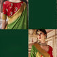 EKKTARA Saree For Women Green Colour Designer Paithani Saree With Unstitched Designer Blouse