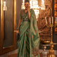 EKKTARA Saree For Women Green Colour Silk Zari Weaving Saree With Unstitched Blouse