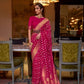 EKKTARA Saree For Women Pink Colour Khadi Copper Zari Weaving Silk Saree With Unstitched Blouse