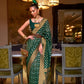 EKKTARA Saree For Women Green Colour Khadi Copper Zari Weaving Silk Saree With Unstitched Blouse