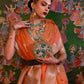 EKKTARA Saree For Women Orange Colour Dual Tone Organza Handloom Weaving Saree With Unstitched Blouse