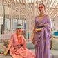 EKKTARA Saree For Women Peach Colour Pure Satin Copper Zari Weaving Silk Saree With Unstitched Blouse