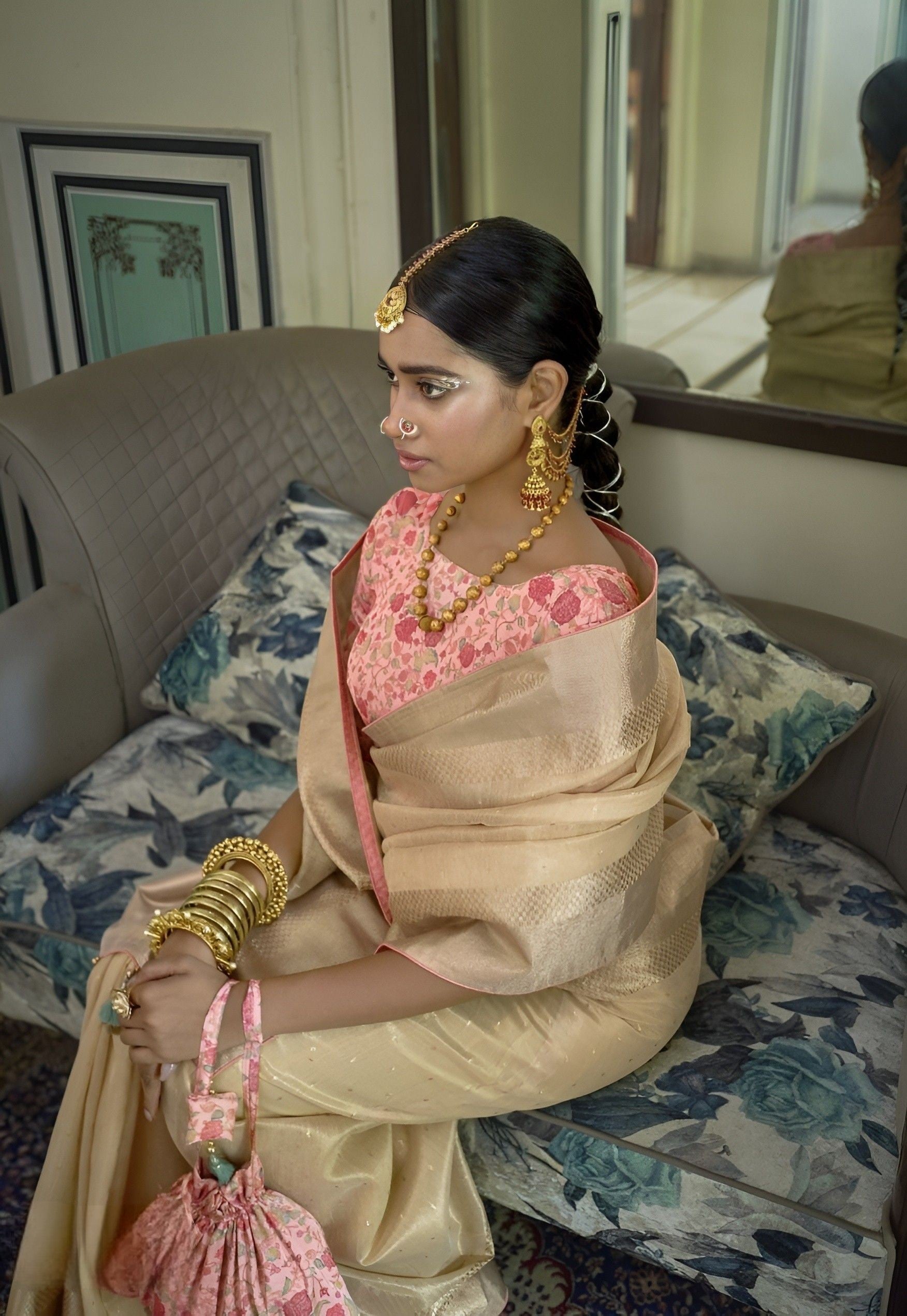 Woman in Traditional Bridal Saree Dress · Free Stock Photo