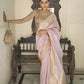 EKKTARA Saree For Women Lavender Colour Tissue Silk Saree With Kalamkari Unstitched Blouse