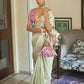 EKKTARA Saree For Women Light Green Colour Tissue Silk Saree With Kalamkari Unstitched Blouse