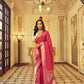 EKKTARA Saree For Women Pink Colour Kanjivaram Zari Silk Saree With Unstitched Blouse